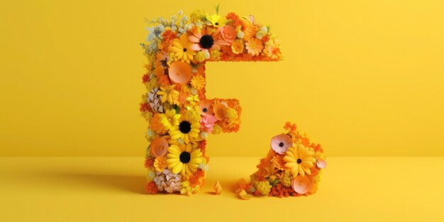 Uno sfondo giallo con fiori e una lettera f