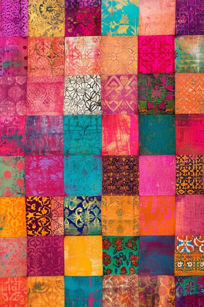 uno sfondo in stile patchwork ispirato a Holi