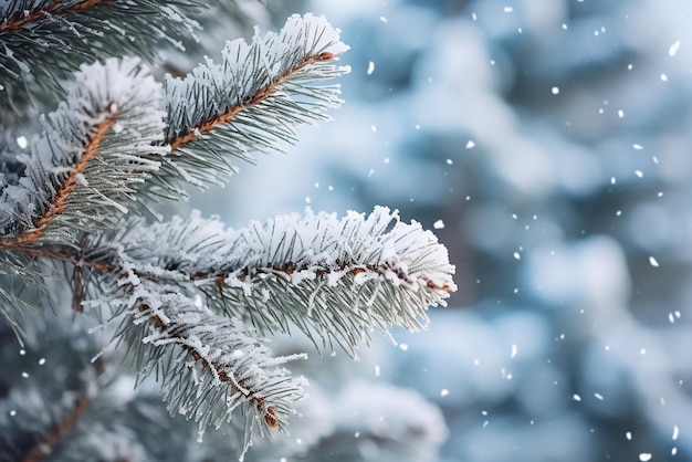 Uno sfondo invernale un abete con rami pieni di neve