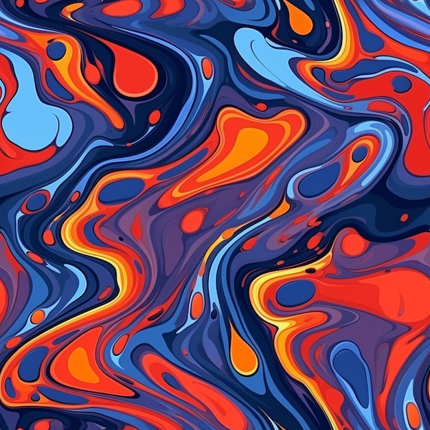 Uno sfondo liquido astratto colorato con turbinii blu e rossi