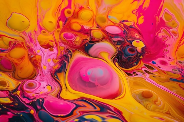 Uno sfondo liquido rosa e giallo