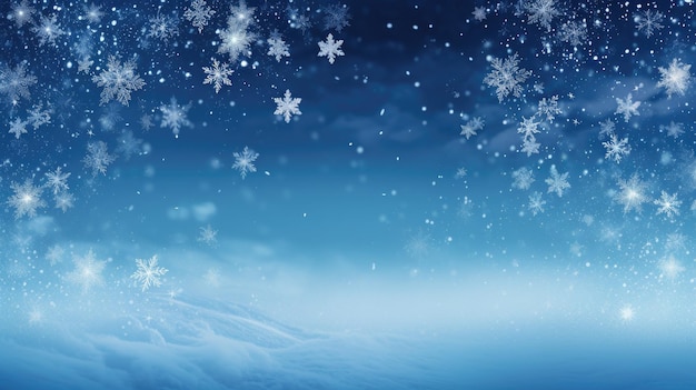 Uno sfondo natalizio bianco e blu con fiocchi di neve, illustrazione ideale per il Natale AI generativa