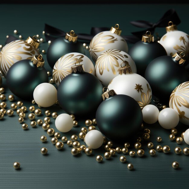 Uno sfondo natalizio fatto di bianco e verde con il nero come colore primario