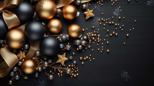 Uno sfondo natalizio in oro con il nero come colore principale