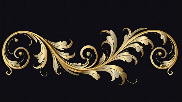Uno sfondo nero con disegno floreale oro Generativo AIxA