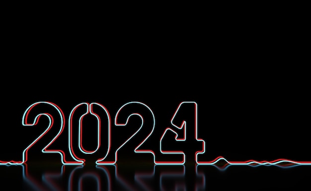 Uno sfondo nero con i numeri del nuovo anno 2024 su di esso