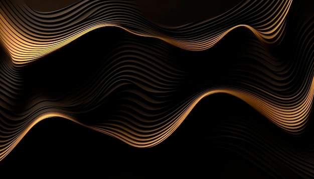 Uno sfondo nero con linee dorate e uno sfondo nero.