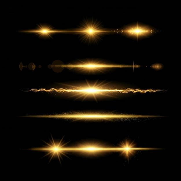 uno sfondo nero con luci dorate e un'immagine del sole