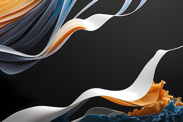 Uno sfondo nero con un disegno a onde blu e arancione