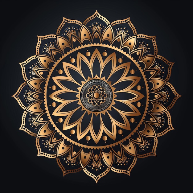 uno sfondo nero con un disegno dorato e nero che dice quot mandalas quot