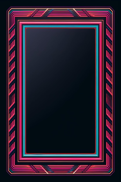 uno sfondo nero con una cornice quadrata rosa e blu
