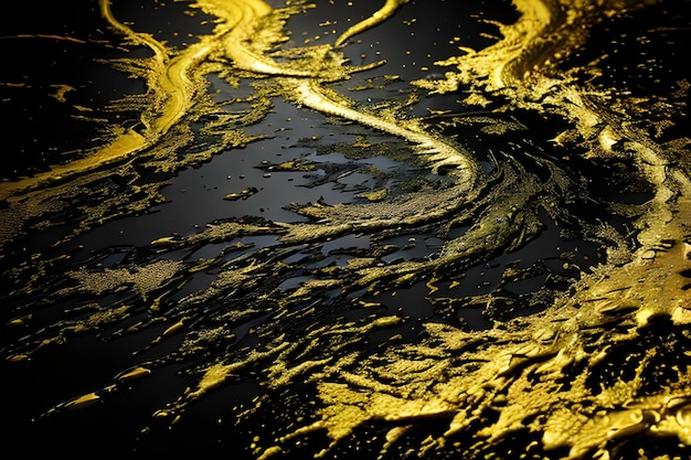 Uno sfondo nero con una vernice gialla che dice "oro".