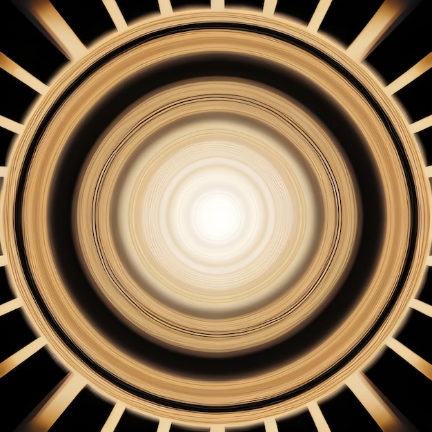 Uno sfondo nero e dorato con un cerchio e un anello dorato.