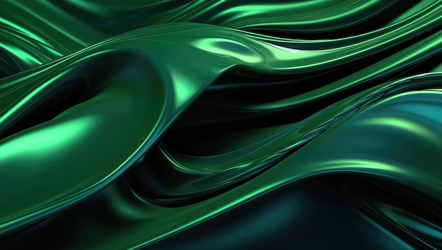 Uno sfondo ondulato verde lucido e fluido