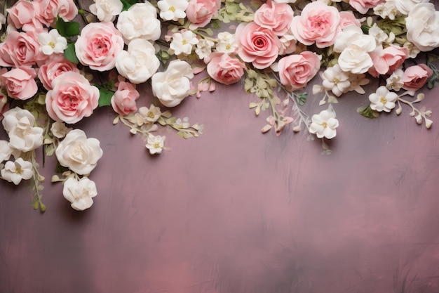 uno sfondo rosa con fiori sopra e uno sfondo rosa.