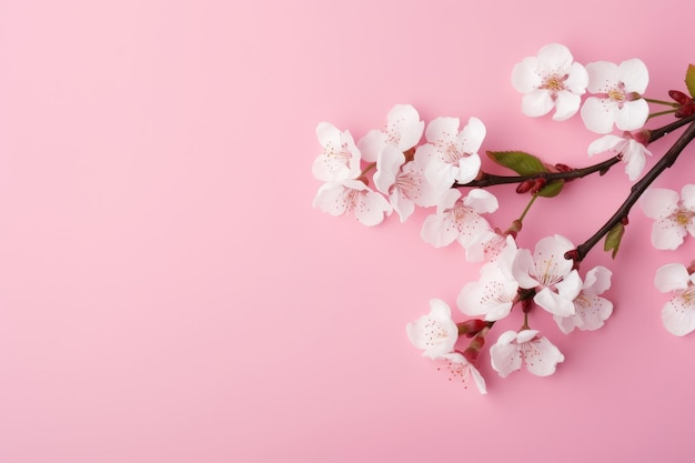 uno sfondo rosa con sopra un ramo di fiori di ciliegio