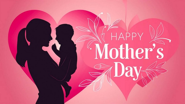 uno sfondo rosa con una madre e suo figlio