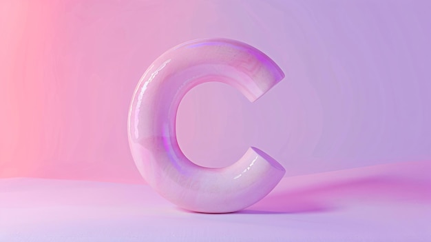 uno sfondo rosa e viola con una c su di esso 3D rendering lettera C 3D stile decorato lettera maiuscola