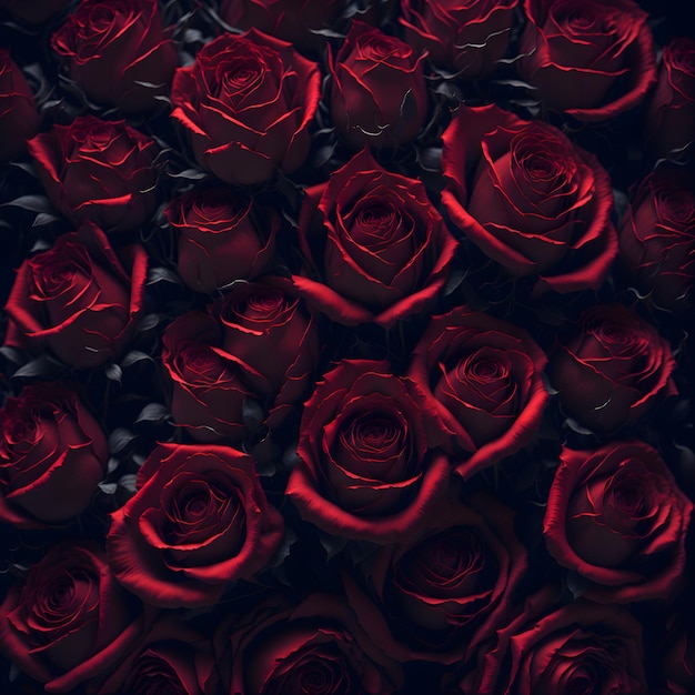 Uno sfondo scuro con rose rosse.