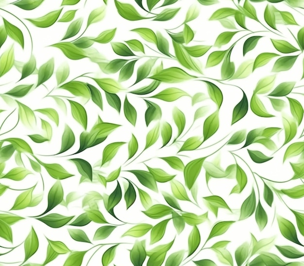 uno sfondo senza cuciture con foglie verdi su uno sfondo bianco generativo ai