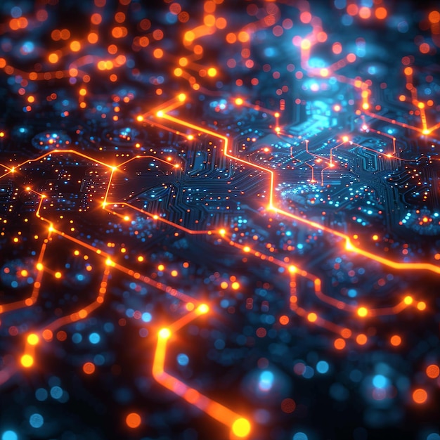 uno sfondo tecnologico con colore brillante e modello di circuito