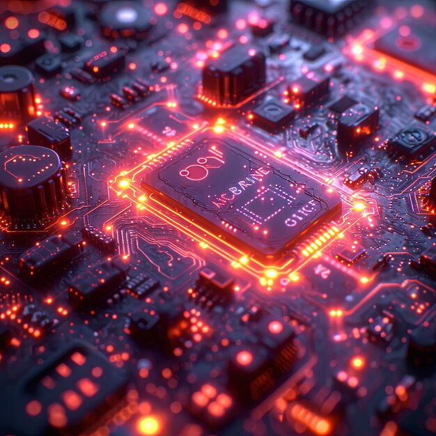 uno sfondo tecnologico con colore brillante e modello di circuito