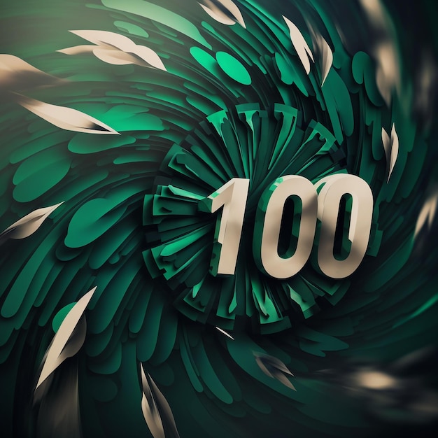 Uno sfondo verde con sopra il numero 100