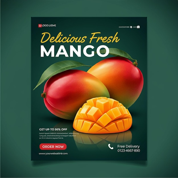 uno sfondo verde con un pacchetto di mango