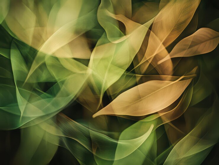 Foto uno sfondo verde e giallo con un'immagine sfocata di foglie