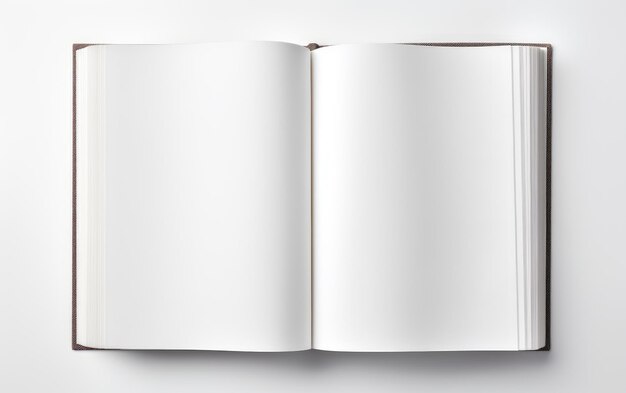Uno sguardo dall'alto verso il basso in un libro aperto isolato su uno sfondo trasparente
