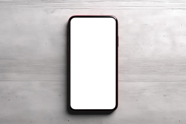 Uno smartphone bianco e nero con un bordo rosso sul fondo.