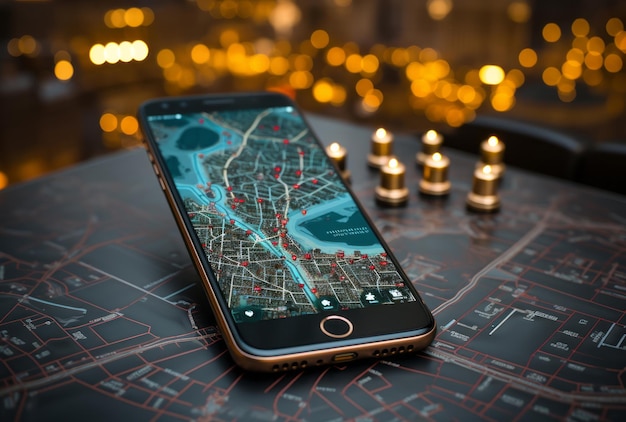 Uno smartphone con un pin di localizzazione