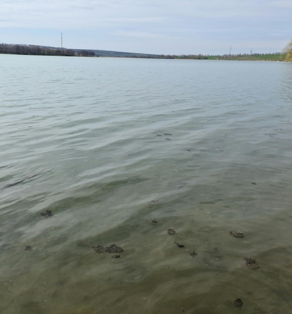 Uno specchio d'acqua con dentro alcune rocce