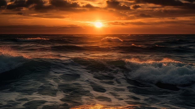 Uno splendido tramonto sopra l'oceano generato dall'intelligenza artificiale