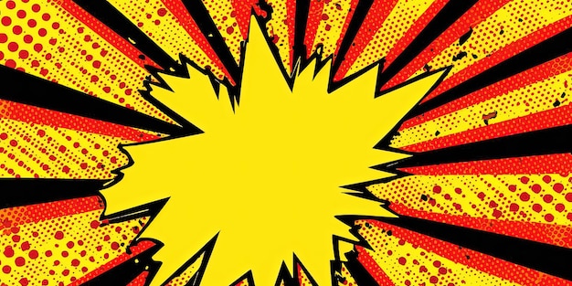 uno sprazzo di sole giallo brillante nello stile dell'illustrazione della pop art nell'influenza dei fumetti