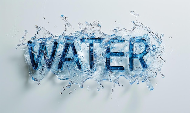 uno spruzzo d'acqua blu con la parola "acqua"