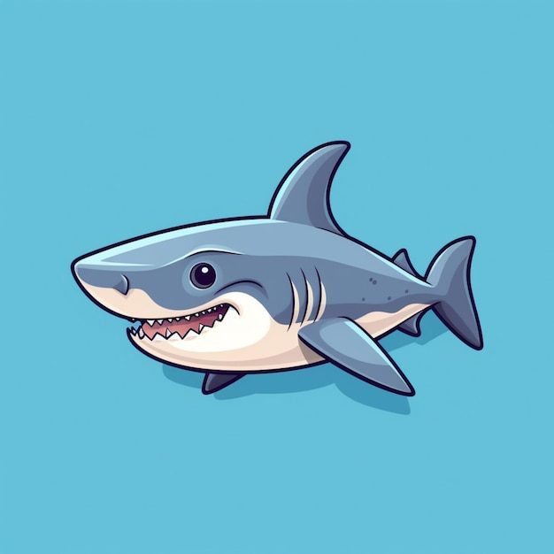 Uno squalo cartone animato con un grande sorriso sul volto generativo ai