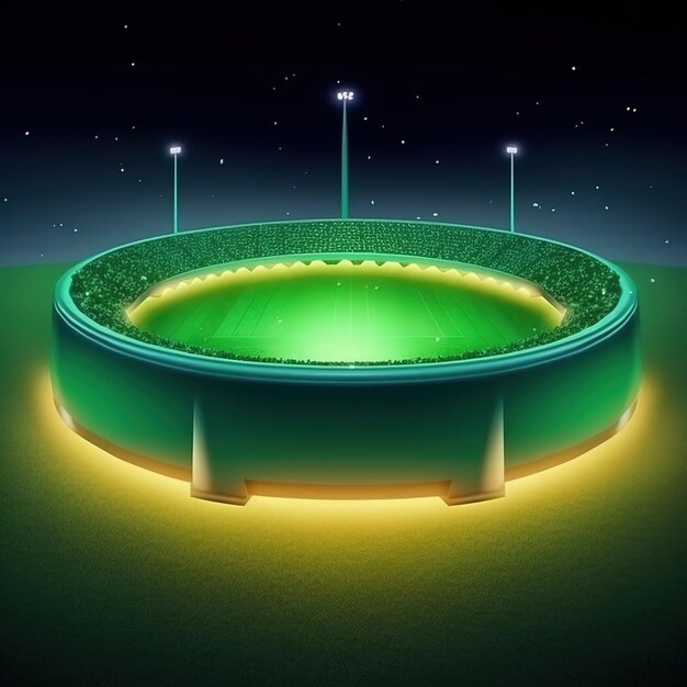 Uno stadio con una luce verde accesa.