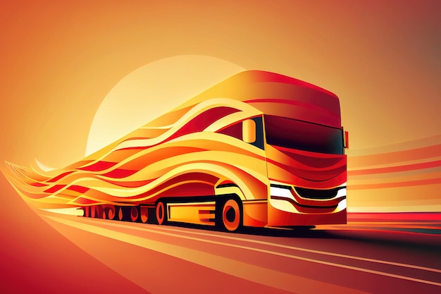 Uno stile vettoriale del concetto di logo della silhouette di un camion camion realizzato con l'intelligenza artificiale generativa
