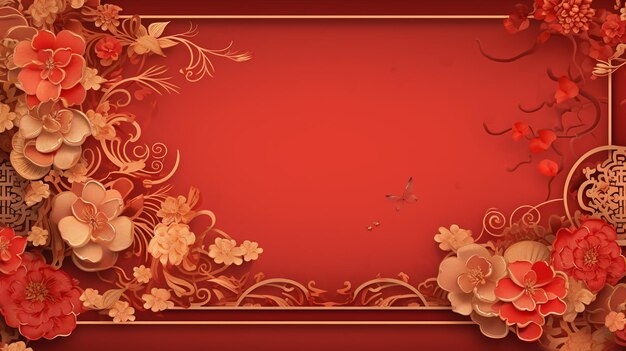 uno striscione con intricata calligrafia cinese che esprime auguri di buon anno su uno sfondo di colori festivi