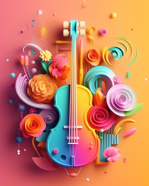 Uno strumento musicale colorato con sopra un violino