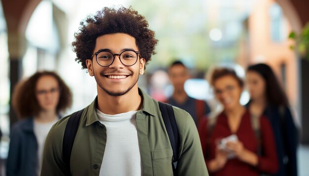 uno studente internazionale di 17 anni sorridente all'università in Germania