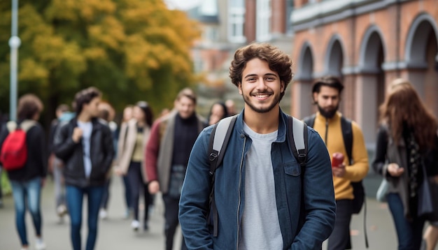 uno studente internazionale di 17 anni sorridente all'università in Germania