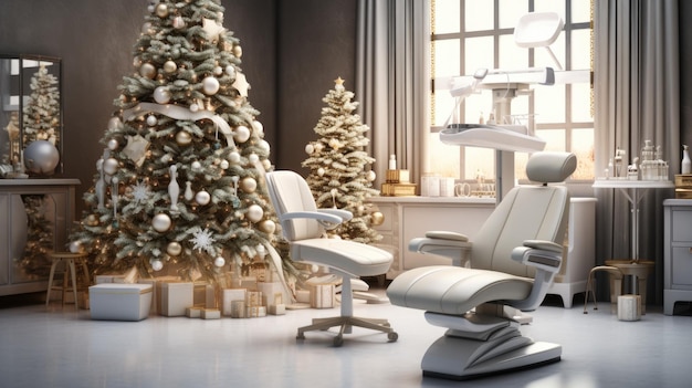 Uno studio dentistico con decorazioni natalizie ai