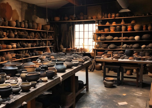 Uno studio di ceramica vuoto