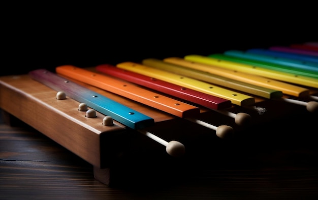 Uno xilofono colorato con la parola xilofono in alto.
