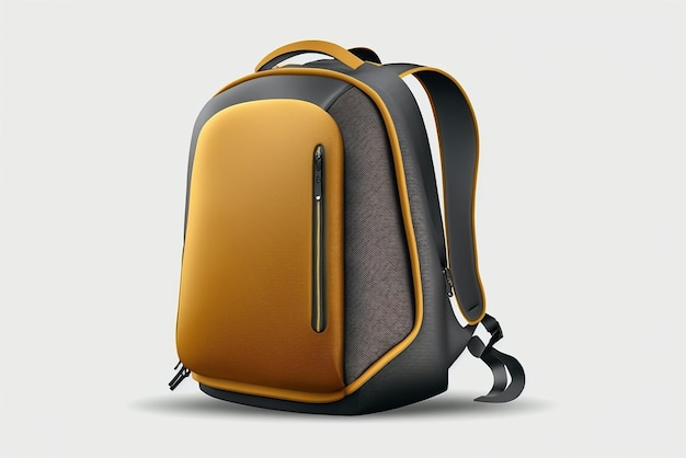 Uno zaino giallo e nero con sopra la scritta backpack.