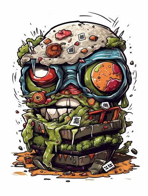 uno zombie cartone animato con una grande testa e occhiali su intelligenza artificiale generativa