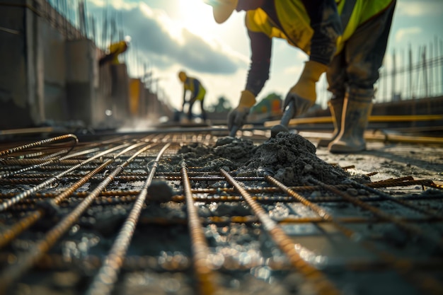 Uomini che lavorano sul cantiere