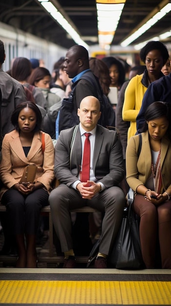 uomini d'affari multietnici in attesa del treno